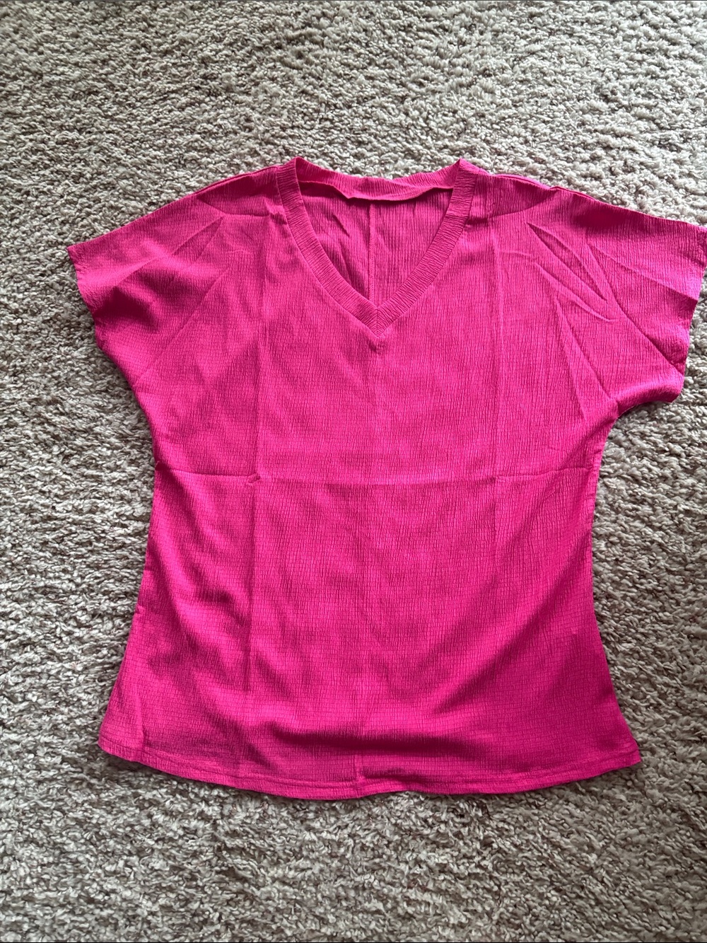 Women’s V-Neck Short Sleeve Top - Hot Pink